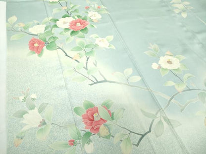平和屋着物●京友禅の第一人者 松井青々 訪問着 駒刺繍 枝椿 暈し染め 金糸 正絹 逸品 DAAZ0529ps