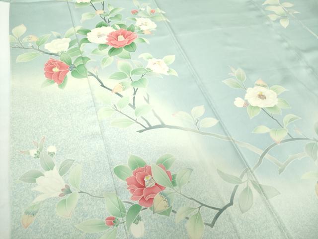 平和屋着物●京友禅の第一人者 松井青々 訪問着 駒刺繍 枝椿 暈し染め 金糸 正絹 逸品 DAAZ0529ps