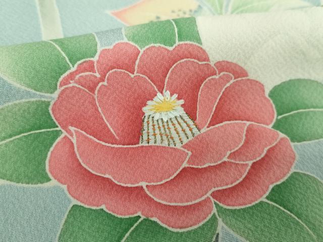 平和屋着物●京友禅の第一人者 松井青々 訪問着 駒刺繍 枝椿 暈し染め 金糸 正絹 逸品 DAAZ0529ps