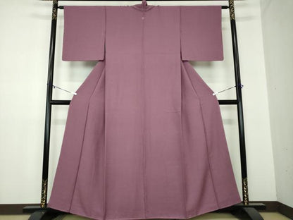 平和屋着物●上質な色無地 霞地紋 葡萄色 正絹 逸品 未使用 DAAZ0531ps