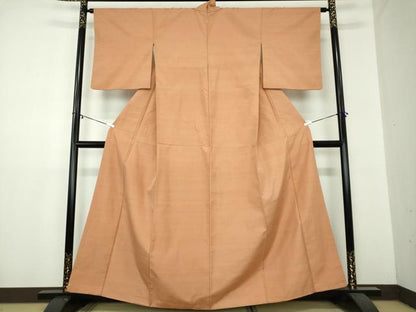 平和屋着物●結城紬　色無地　深支子色　正絹　逸品　DAAZ0539ps