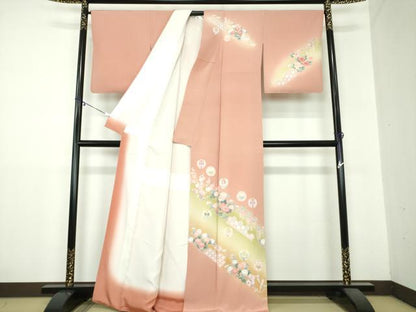 平和屋着物●訪問着 友禅 宝尽くし 雪輪飛鶴花文 暈し染め 正絹 逸品 DAAZ0546ps