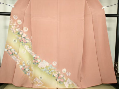平和屋着物●訪問着 友禅 宝尽くし 雪輪飛鶴花文 暈し染め 正絹 逸品 DAAZ0546ps