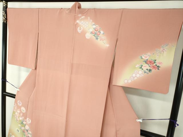 平和屋着物●訪問着 友禅 宝尽くし 雪輪飛鶴花文 暈し染め 正絹 逸品 DAAZ0546ps