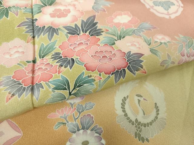 平和屋着物●訪問着 友禅 宝尽くし 雪輪飛鶴花文 暈し染め 正絹 逸品 DAAZ0546ps