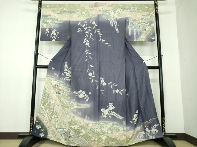 平和屋着物●訪問着 絞り 辻が花 暈し染め 金彩 銀通し地 ますいわ屋扱い 正絹 逸品 DAAZ0552ps