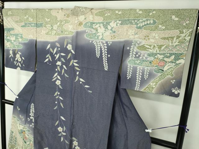 平和屋着物●訪問着 絞り 辻が花 暈し染め 金彩 銀通し地 ますいわ屋扱い 正絹 逸品 DAAZ0552ps