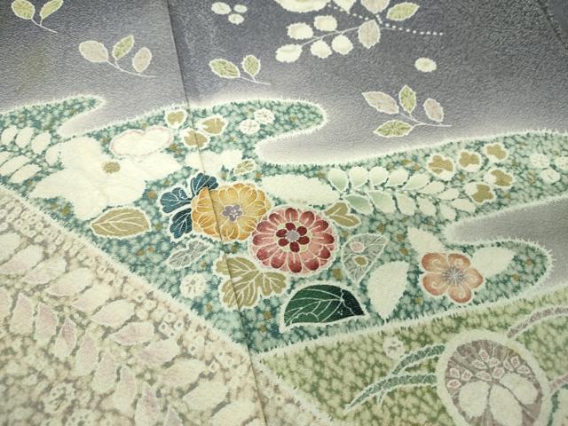 平和屋着物●訪問着 絞り 辻が花 暈し染め 金彩 銀通し地 ますいわ屋扱い 正絹 逸品 DAAZ0552ps