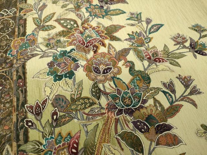 平和屋着物●訪問着 更紗孔雀花文 暈し染め 金彩 正絹 逸品 DAAZ0567ps