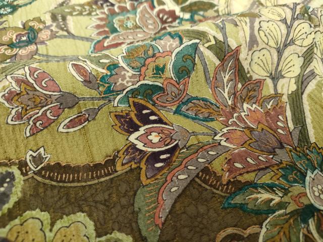 平和屋着物●訪問着 更紗孔雀花文 暈し染め 金彩 正絹 逸品 DAAZ0567ps