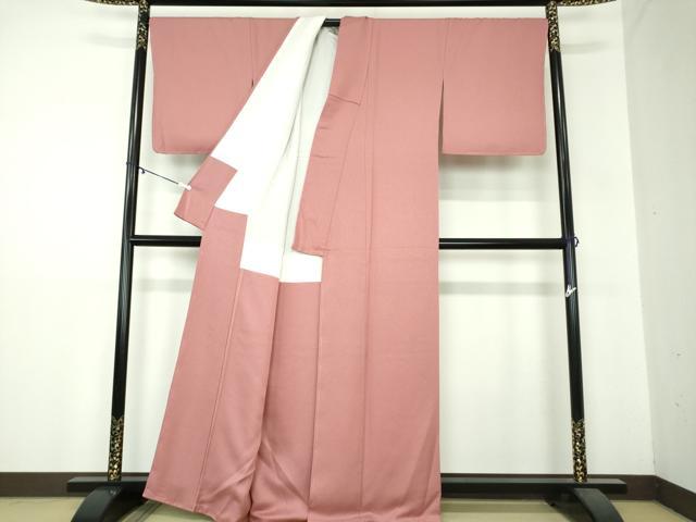 平和屋着物●上質な色無地　霞地紋　長春色　正絹　逸品　未使用　DAAZ0578ps