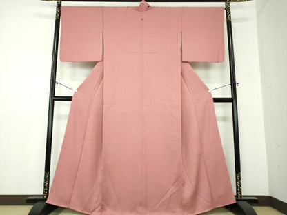 平和屋着物●上質な色無地　霞地紋　長春色　正絹　逸品　未使用　DAAZ0578ps