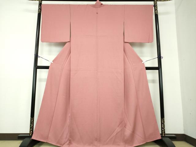 平和屋着物●上質な色無地　霞地紋　長春色　正絹　逸品　未使用　DAAZ0578ps