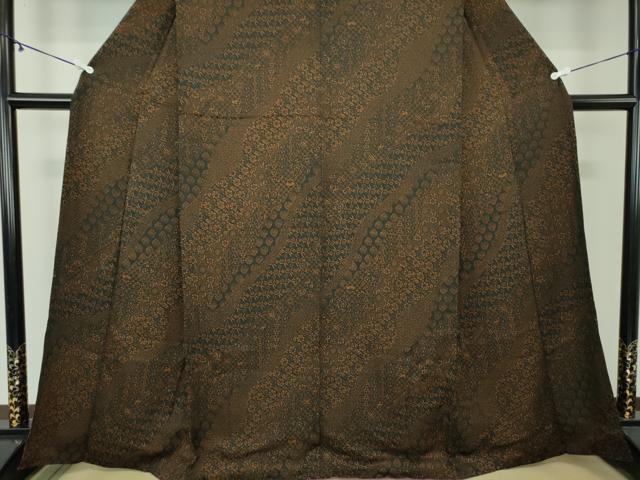 平和屋着物●訪問着　名物裂花文　笹蔓緞子　黒地　正絹　逸品　DAAZ0581ps