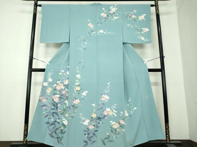 平和屋着物●訪問着　友禅　作家物　草花文　正絹　逸品　未使用　DAAZ0625ps