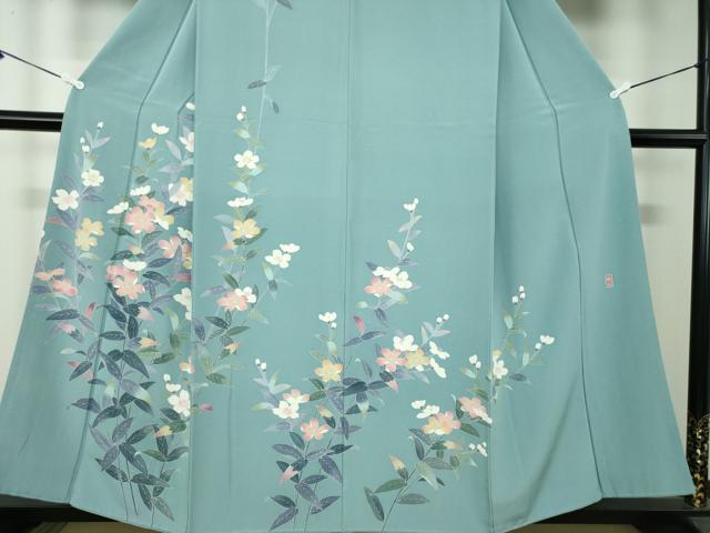 平和屋着物○訪問着 友禅 作家物 草花文 正絹 逸品 未使用 DAAZ0625ps