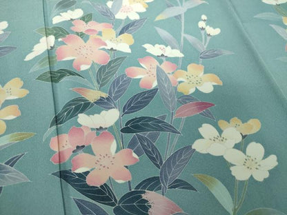 平和屋着物●訪問着　友禅　作家物　草花文　正絹　逸品　未使用　DAAZ0625ps