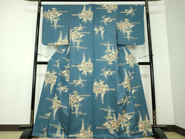 平和屋着物●上質な小紋 舞蝶花文 金彩 正絹 逸品 未使用 DAAZ0627ps
