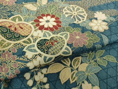 平和屋着物●上質な小紋 舞蝶花文 金彩 正絹 逸品 未使用 DAAZ0627ps