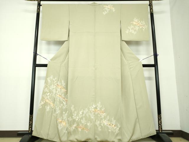 平和屋着物●銀座きしや　訪問着　駒刺繍　吉祥花文　金彩　正絹　逸品　DAAZ0635ps