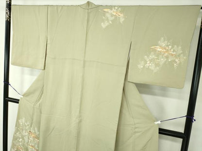 平和屋着物●銀座きしや　訪問着　駒刺繍　吉祥花文　金彩　正絹　逸品　DAAZ0635ps
