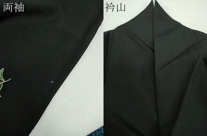 平和屋着物●アーティスト　忠隈眞理子　Mariko London　振袖　百合　黒地　金彩　鈴乃屋扱い　正絹　逸品　DAAZ0637ps