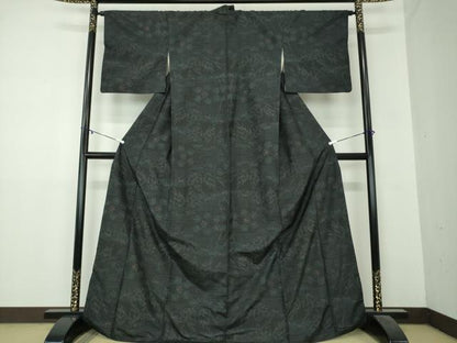 平和屋着物●上質な紬 草葉文 正絹 逸品 DAAZ0646ps