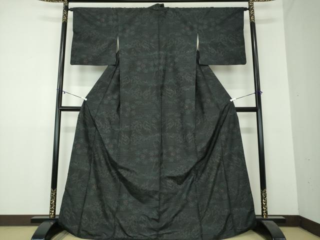 平和屋着物●上質な紬 草葉文 正絹 逸品 DAAZ0646ps