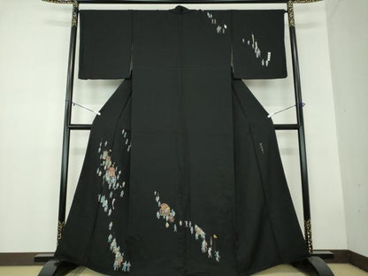 平和屋着物●訪問着 時代まつり 黒地 金彩 正絹 逸品 DAAZ0656ps