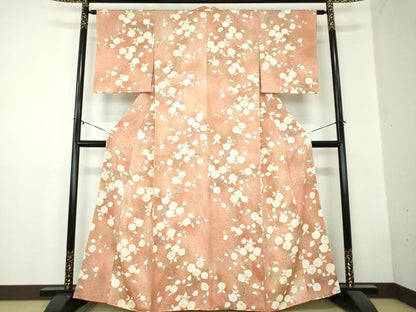 平和屋着物●上質な小紋　地紋起こし　枝椿　暈し染め　正絹　逸品　DAAZ0664ps