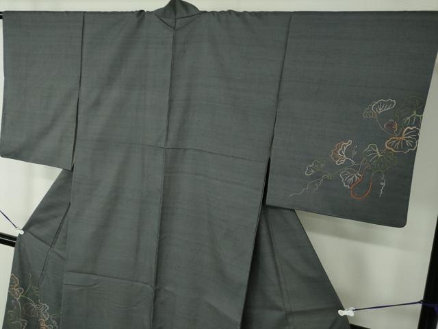 平和屋着物○訪問着 紬地 手描き 瓢箪 六瓢息災 無病息災 正絹