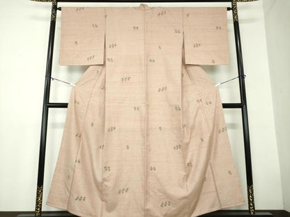 平和屋着物●上質な紬 手描き 草花文 金彩 正絹 逸品 DAAZ0667ps