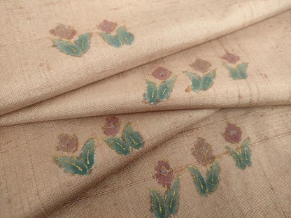 平和屋着物●上質な紬 手描き 草花文 金彩 正絹 逸品 DAAZ0667ps