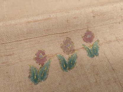 平和屋着物●上質な紬 手描き 草花文 金彩 正絹 逸品 DAAZ0667ps