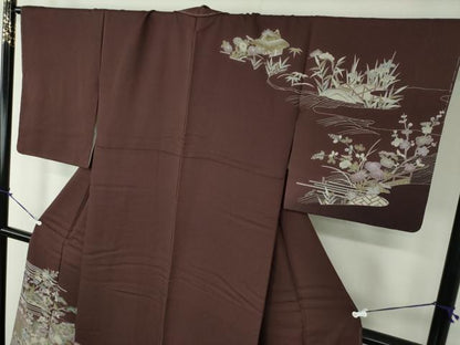 平和屋着物●訪問着　流水風景花文　暈し染め　正絹　逸品　未使用　DAAZ0670ps