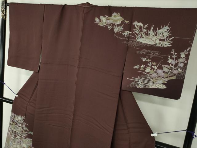 平和屋着物●訪問着　流水風景花文　暈し染め　正絹　逸品　未使用　DAAZ0670ps