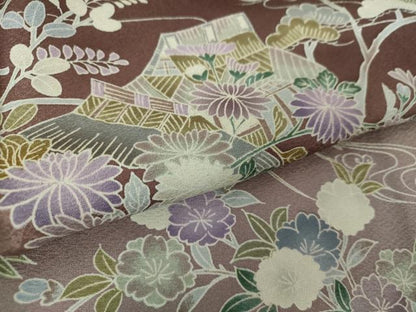 平和屋着物●訪問着　流水風景花文　暈し染め　正絹　逸品　未使用　DAAZ0670ps
