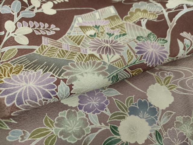 平和屋着物●訪問着　流水風景花文　暈し染め　正絹　逸品　未使用　DAAZ0670ps