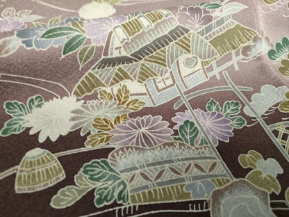 平和屋着物●訪問着　流水風景花文　暈し染め　正絹　逸品　未使用　DAAZ0670ps