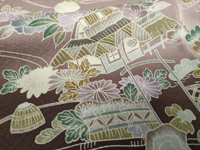 平和屋着物●訪問着　流水風景花文　暈し染め　正絹　逸品　未使用　DAAZ0670ps