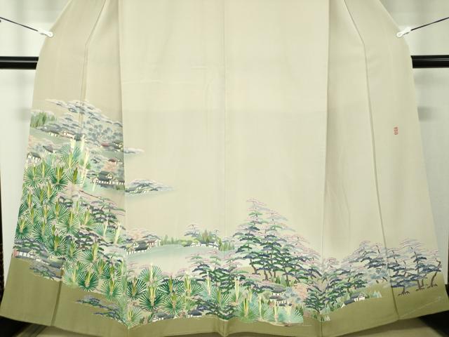 平和屋着物●本加賀友禅作家　東藤岳　色留袖　風景松文　暈し染め　正絹　逸品　DAAZ0677ps 平和屋着物○本加賀友禅作家 東藤岳 色留袖 風景松文 暈し