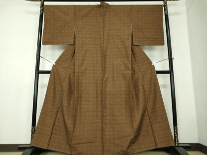 平和屋着物●上質な紬 変わり格子 正絹 逸品 DAAZ0678ps