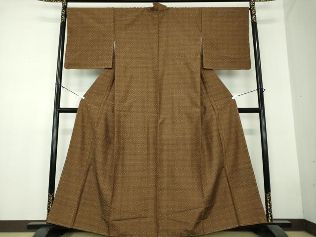 平和屋着物●上質な紬 変わり格子 正絹 逸品 DAAZ0678ps