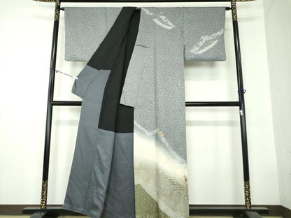平和屋着物●訪問着　刺繍　草花文　金彩　正絹　逸品　DAAZ0680ps
