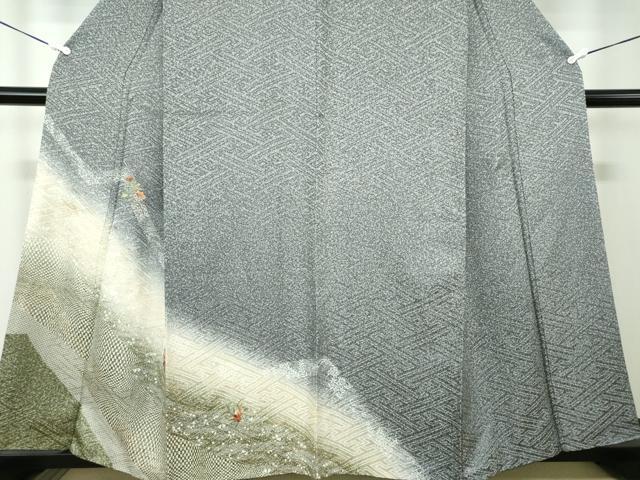 平和屋着物●訪問着　刺繍　草花文　金彩　正絹　逸品　DAAZ0680ps