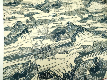 平和屋着物●上質な小紋　紬地　型染　風景文　正絹　逸品　DAAZ0686ps