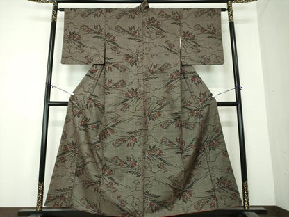 平和屋着物●本場大島紬 7マルキ 草花文 正絹 逸品 DAAZ0693ps