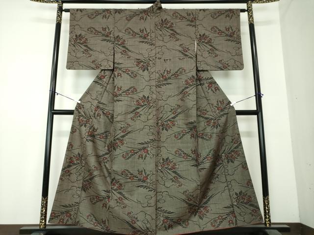 平和屋着物●本場大島紬 7マルキ 草花文 正絹 逸品 DAAZ0693ps