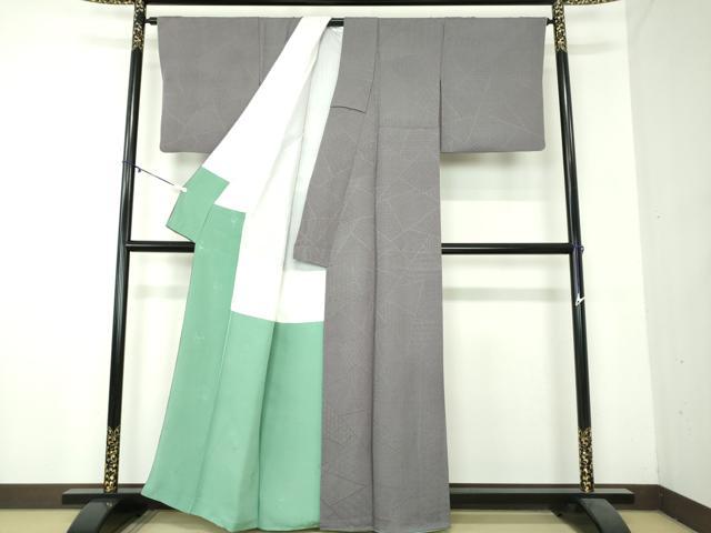 平和屋着物●上質な紬　切嵌花文　正絹　逸品　DAAZ0697ps