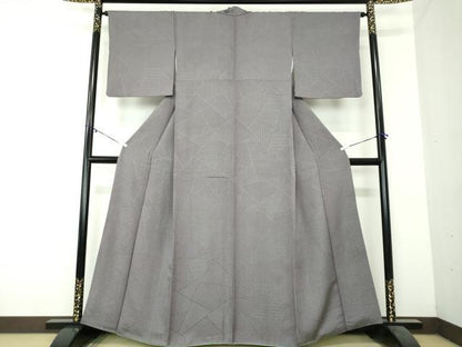 平和屋着物●上質な紬　切嵌花文　正絹　逸品　DAAZ0697ps